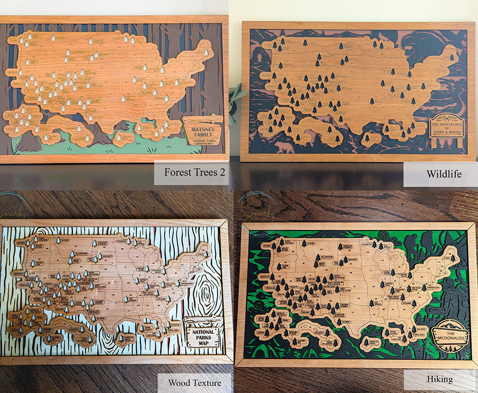National Parks Tracker Map | Wooden Travel Map | Adventure Tracking Gift