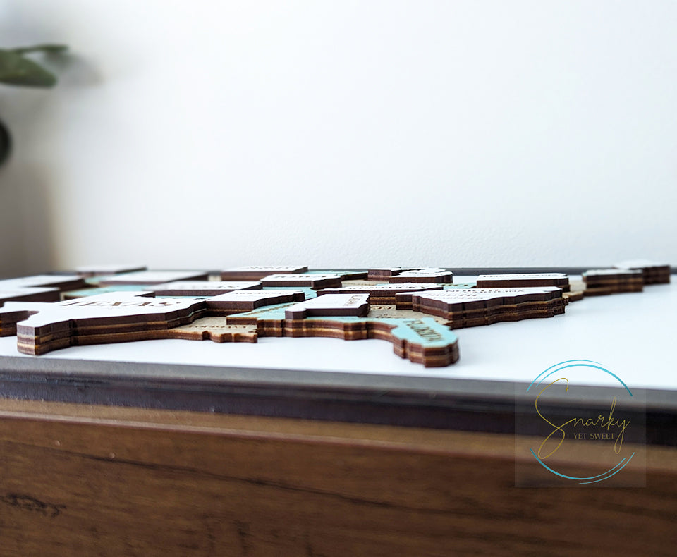 3D US map, United States Map, state map, travel map, travel home decor, gift for hiker, travel bucket list, gift for teacher, US capitals