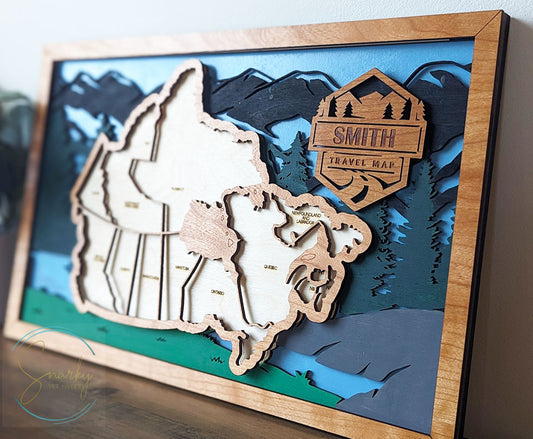 Canadian Travel Map, Canada Travel Map, Canadian provinces map, gift for hiker, anniversary gift, gift for outdoorsy man