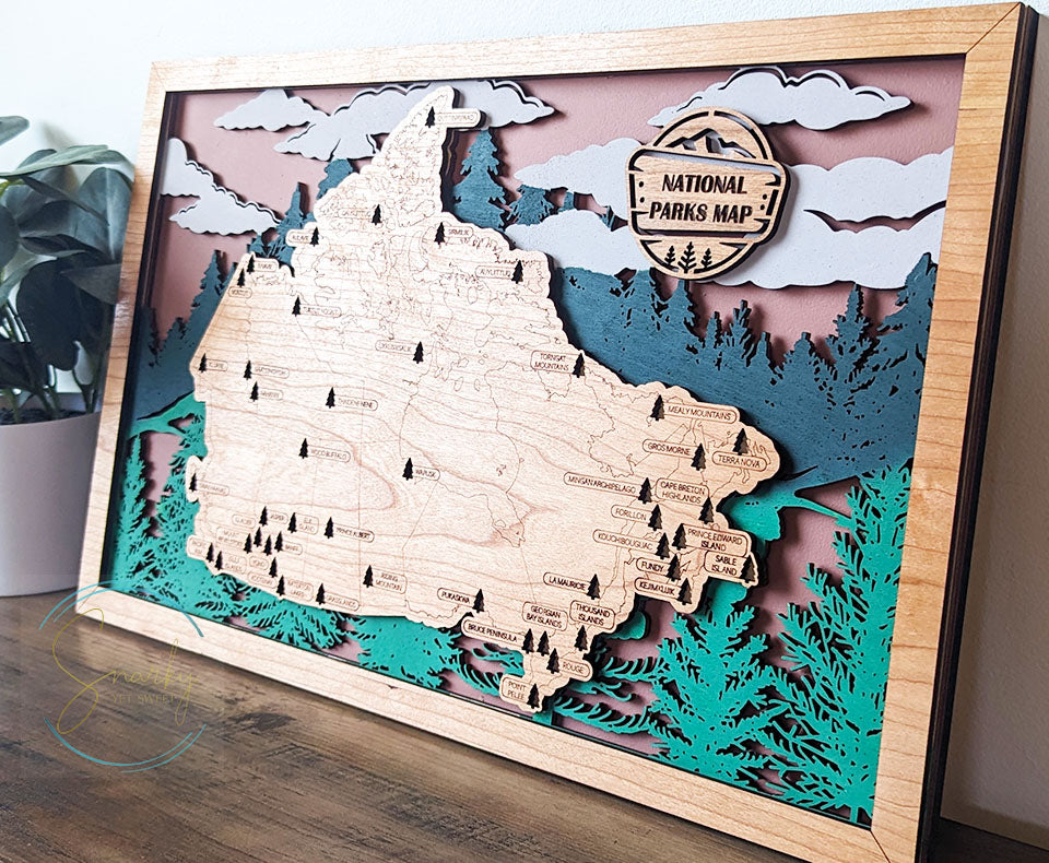 Canadian National Parks Map, Canada National Parks Map, CA Parks travel map, gift for hiker, anniversary gift, gift for outdoorsy man