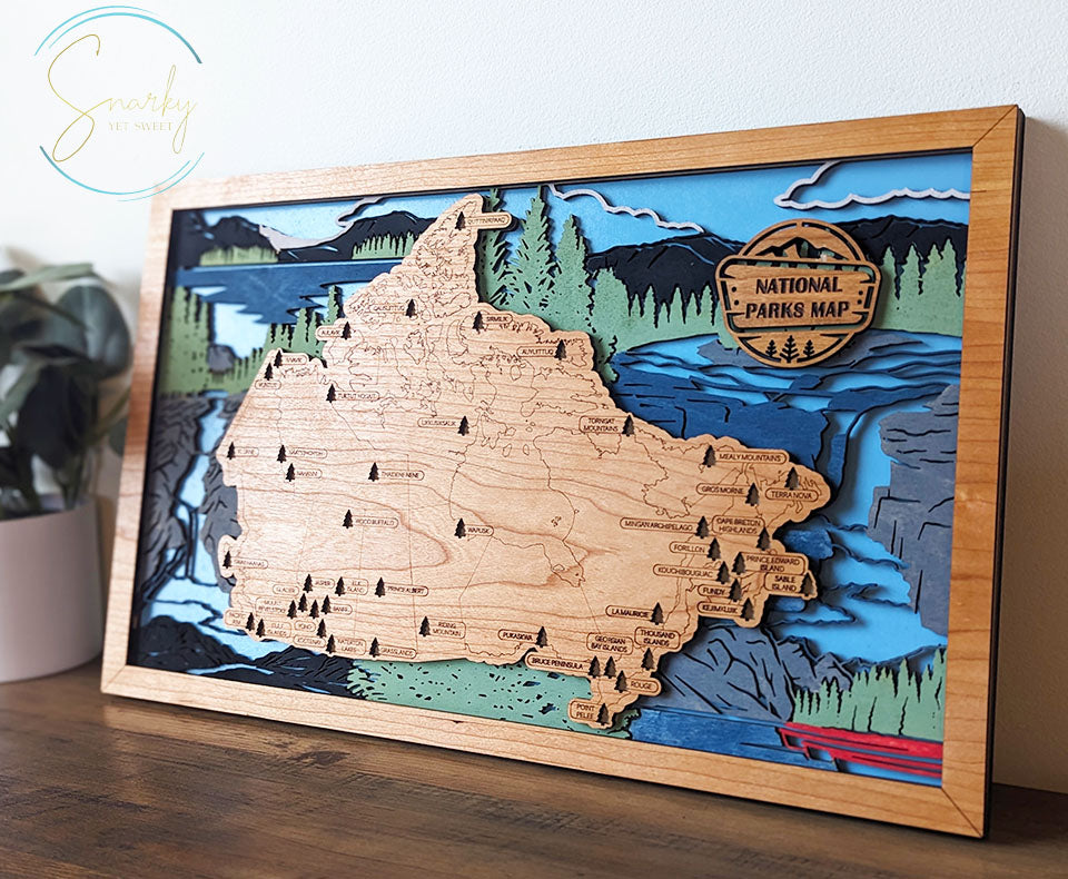 Canadian National Parks Map, Canada National Parks Map, CA Parks travel map, gift for hiker, anniversary gift, gift for outdoorsy man