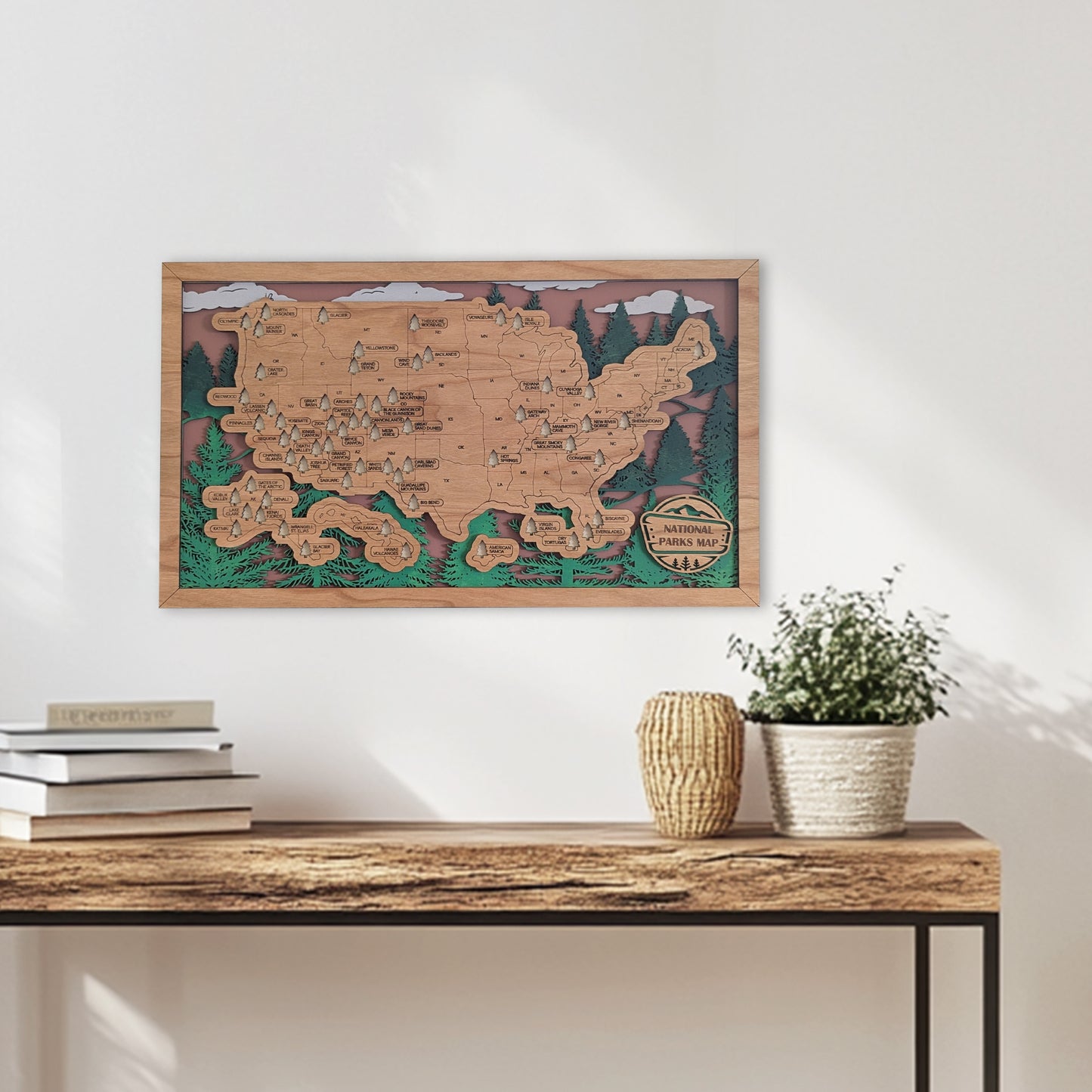 National Parks Tracker Map | Wooden Travel Map | Adventure Tracking Gift