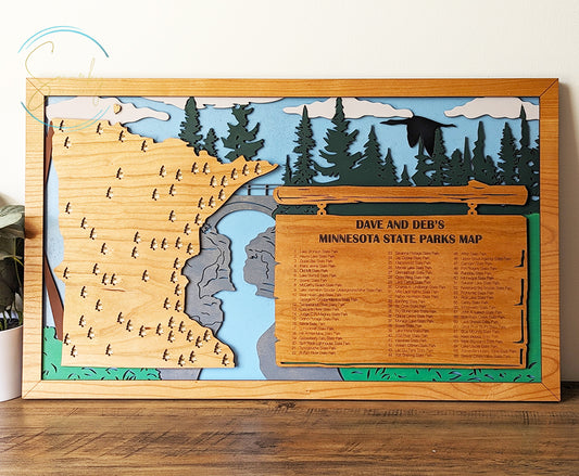 Minnesota State Parks Travel Map, State Parks Marker, US Travel Map, family road trip tracker, travel home decor, gift for hiker