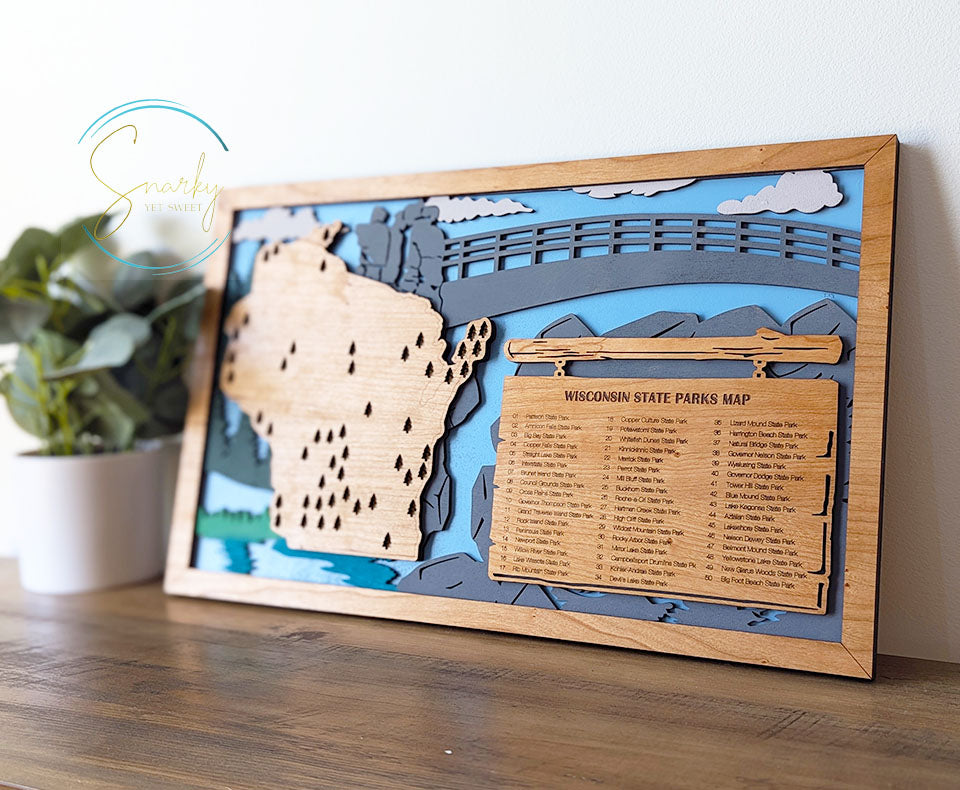 Wisconsin State Parks Travel Map, State Parks Marker, US Travel Map, family road trip tracker, travel home decor, gift for hiker, retirement