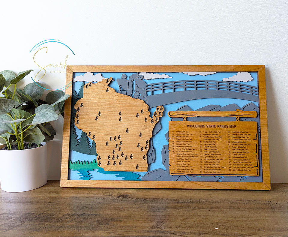 Wisconsin State Parks Travel Map, State Parks Marker, US Travel Map, family road trip tracker, travel home decor, gift for hiker, retirement