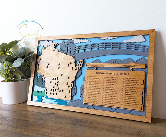 Wisconsin State Parks Travel Map, State Parks Marker, US Travel Map, family road trip tracker, travel home decor, gift for hiker, retirement