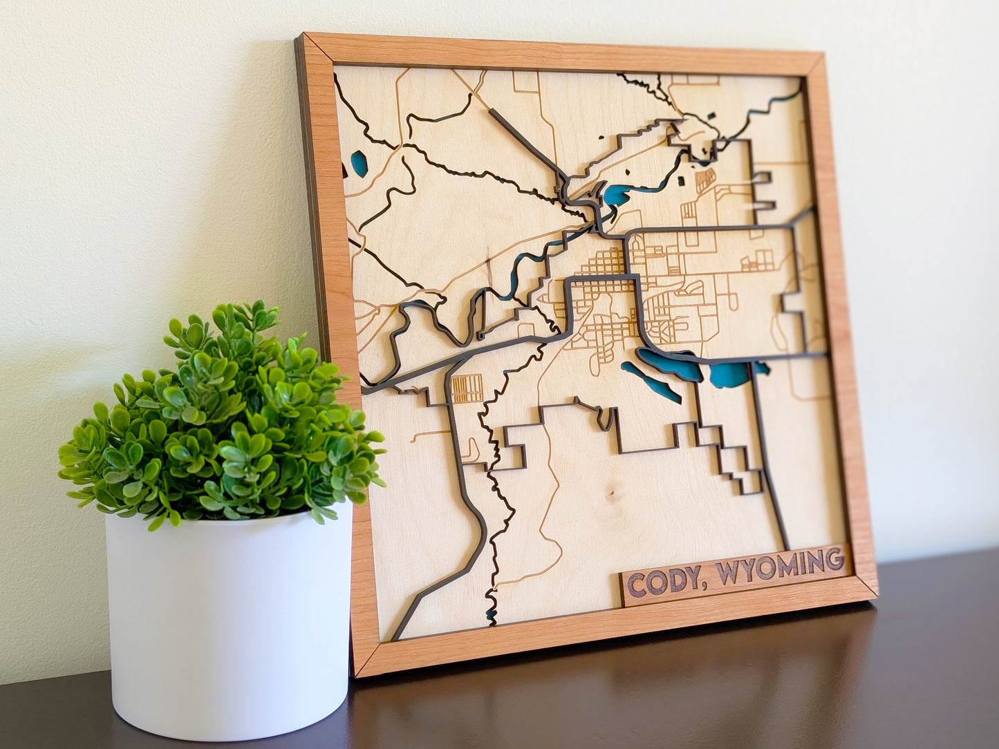 Cody City Map Wall Art | Detailed Downtown Streets | Layered Wood Map | Personalized Home Decor | Handcrafted 3D City Art | Yellowstone gift