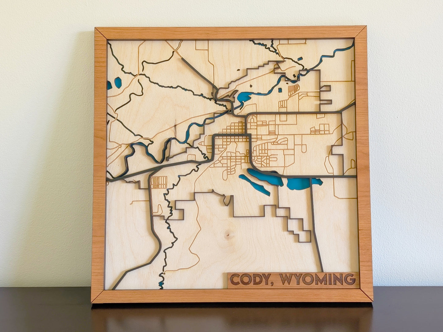 Cody City Map Wall Art | Detailed Downtown Streets | Layered Wood Map | Personalized Home Decor | Handcrafted 3D City Art | Yellowstone gift
