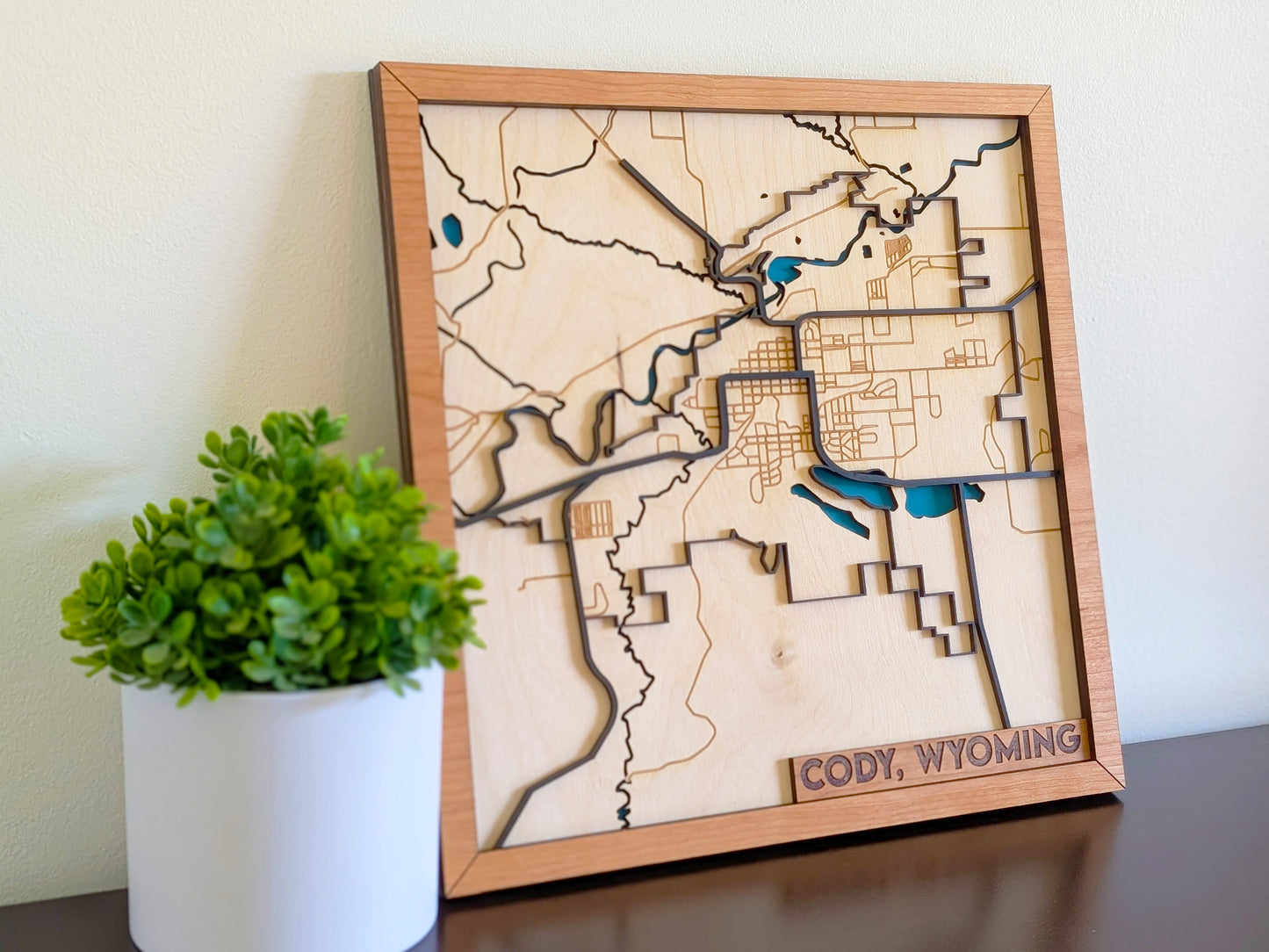 Cody City Map Wall Art | Detailed Downtown Streets | Layered Wood Map | Personalized Home Decor | Handcrafted 3D City Art | Yellowstone gift