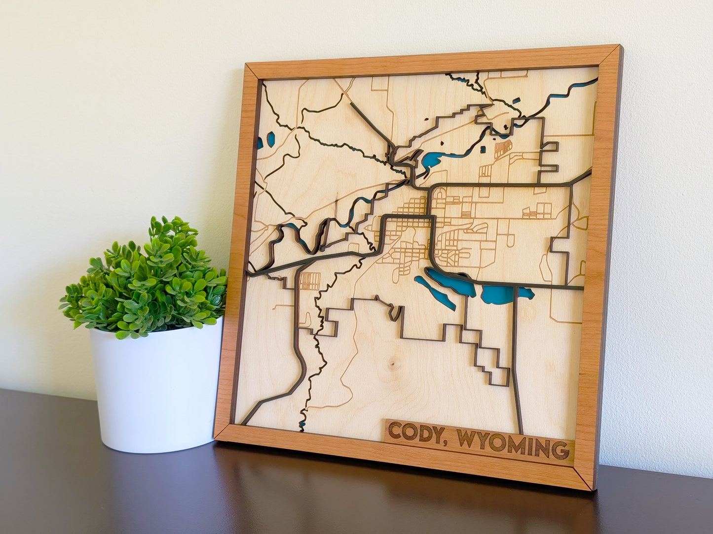 Cody City Map Wall Art | Detailed Downtown Streets | Layered Wood Map | Personalized Home Decor | Handcrafted 3D City Art | Yellowstone gift