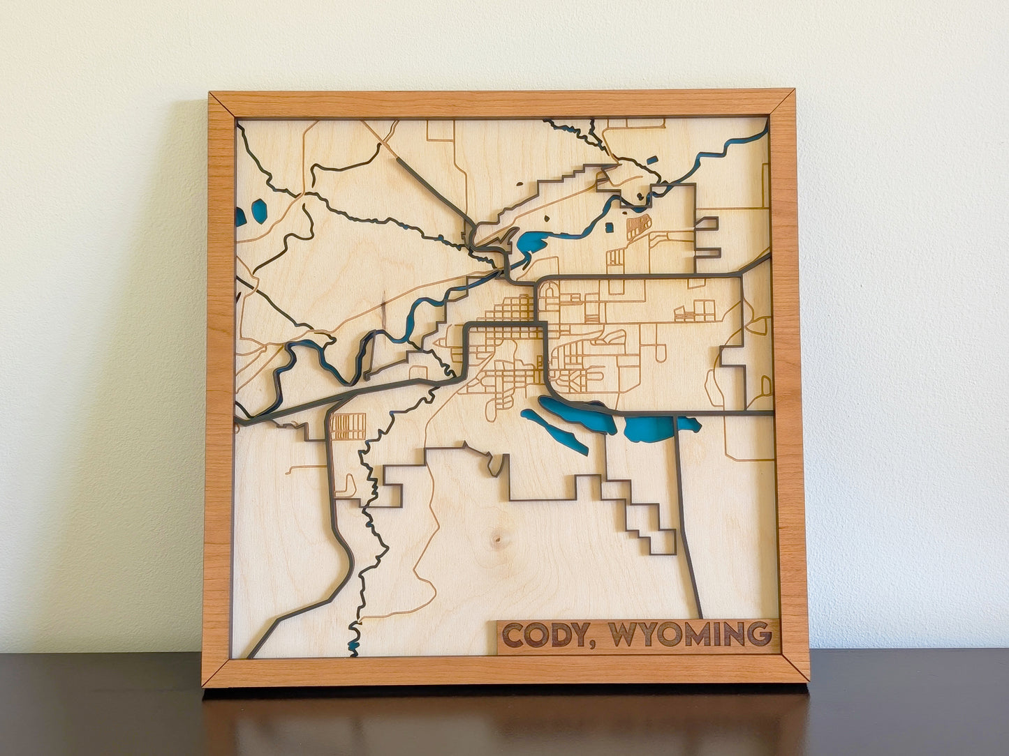 Cody City Map Wall Art | Detailed Downtown Streets | Layered Wood Map | Personalized Home Decor | Handcrafted 3D City Art | Yellowstone gift