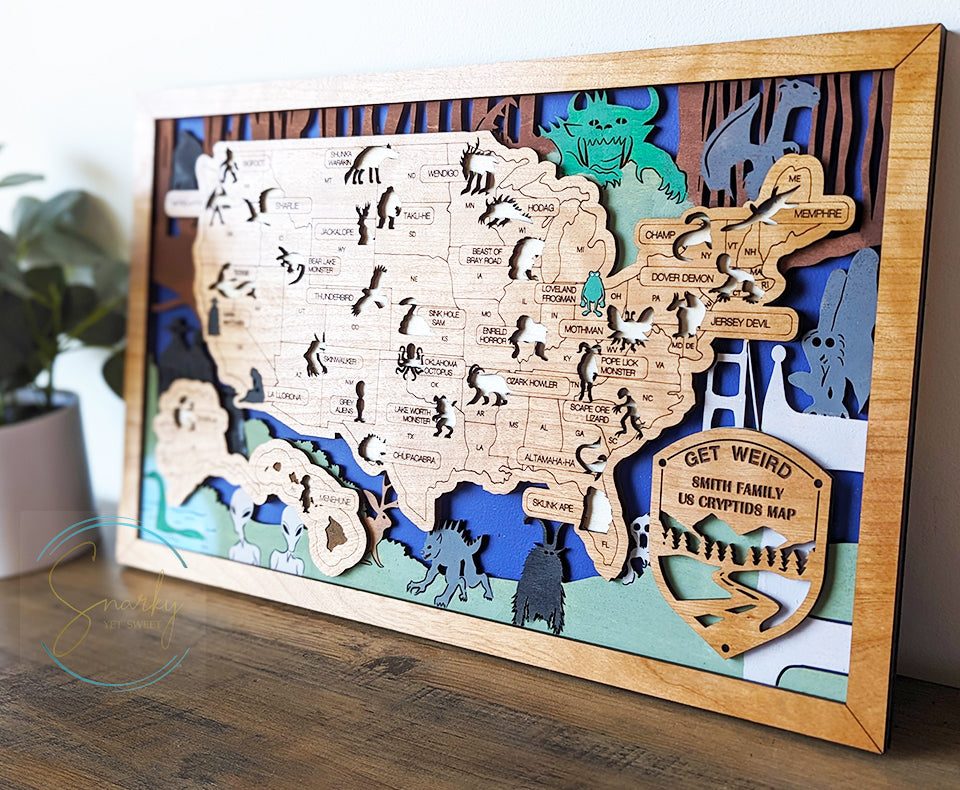 monsters of america map Cryptids travel map, cryptids gifts, mothman, bigfoot gifts, monsters, – Roots and Routes