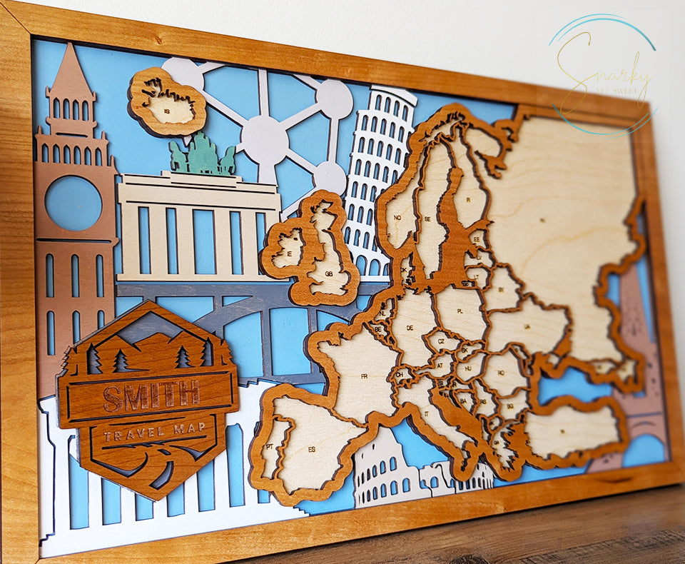 Europe Travel Map, European Map, travel bucket list, European travel gift, gift for hikers, gift for traveler, gift for family vacation
