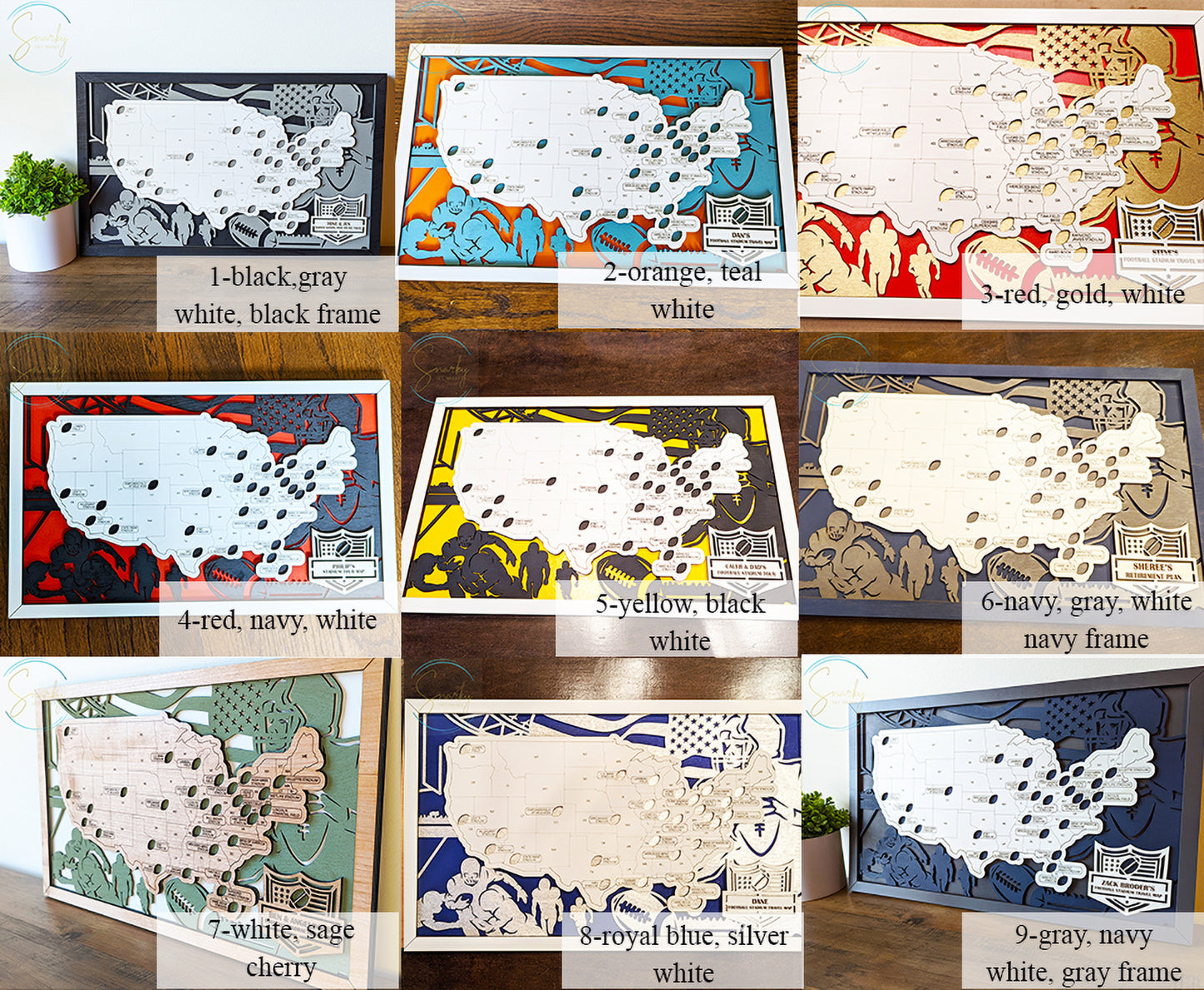 Football Stadium Map | NFL Stadium Map | Pro Football Stadium Checklist | Football Bucket List Gift for Dad | Map of Football Stadiums