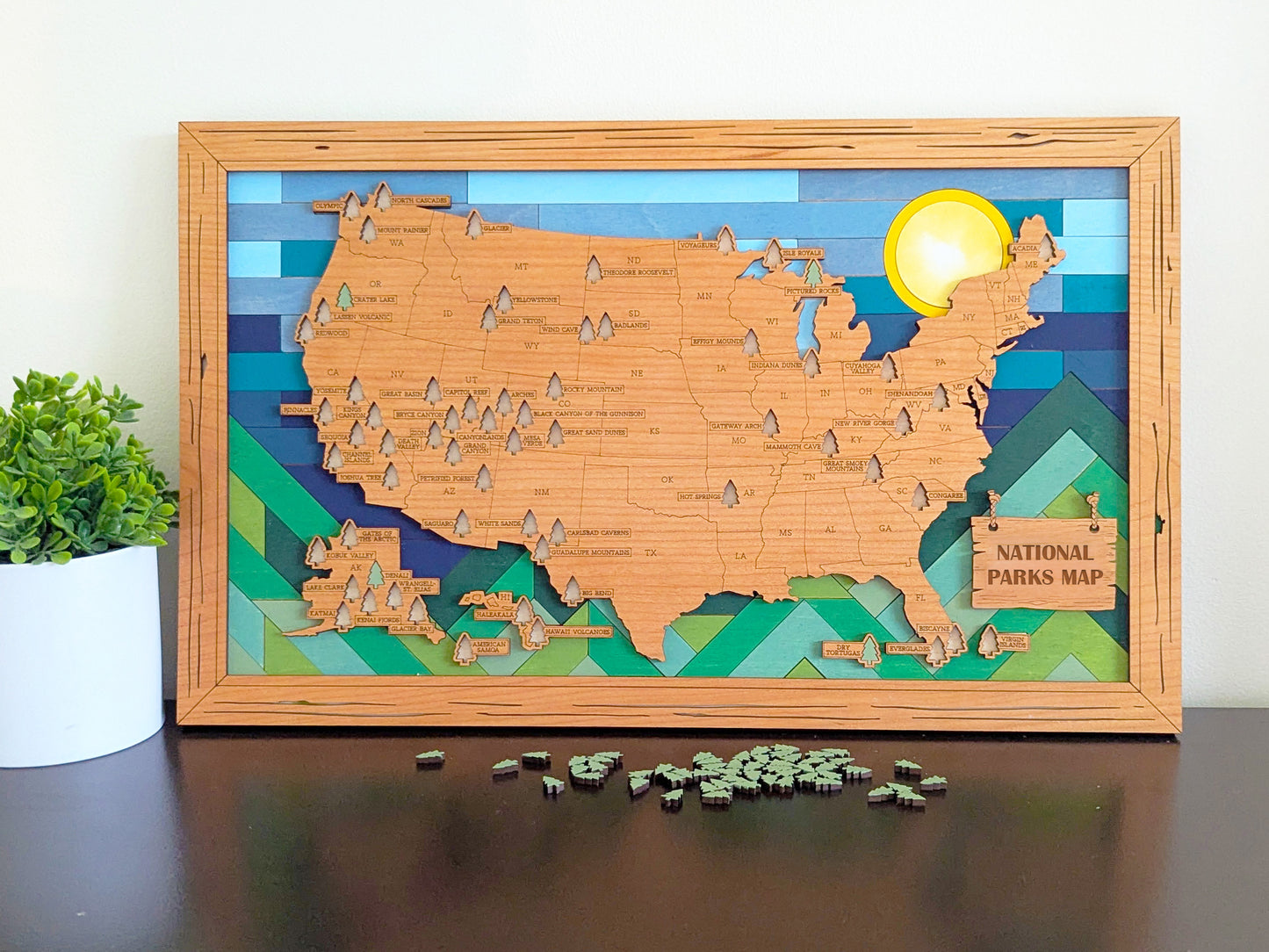 NEW US National Parks Travel Map, National Parks Marker, US Travel Map,  family road trip tracker, travel home decor, gift for hiker