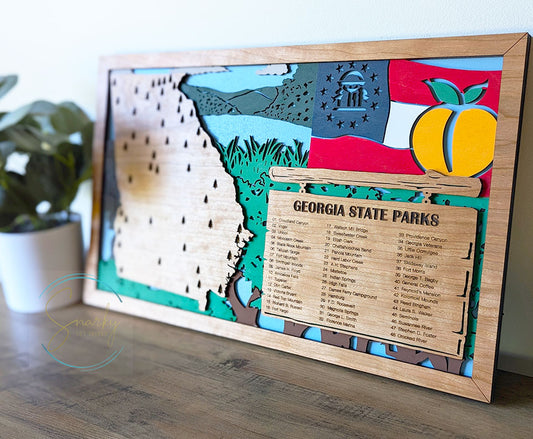 Georgia State Parks Travel Map, State Parks Marker, US Travel Map, family road trip tracker, travel home decor, gift for hiker