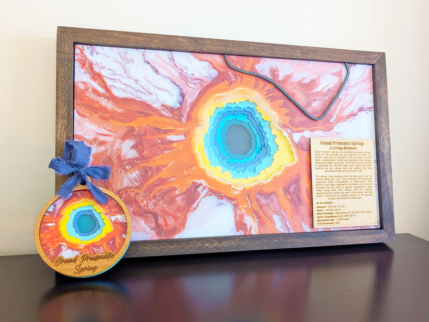 Grand Prismatic Spring 3D Layered Map – Handcrafted Yellowstone Wall Art | Roots & Routes Co.