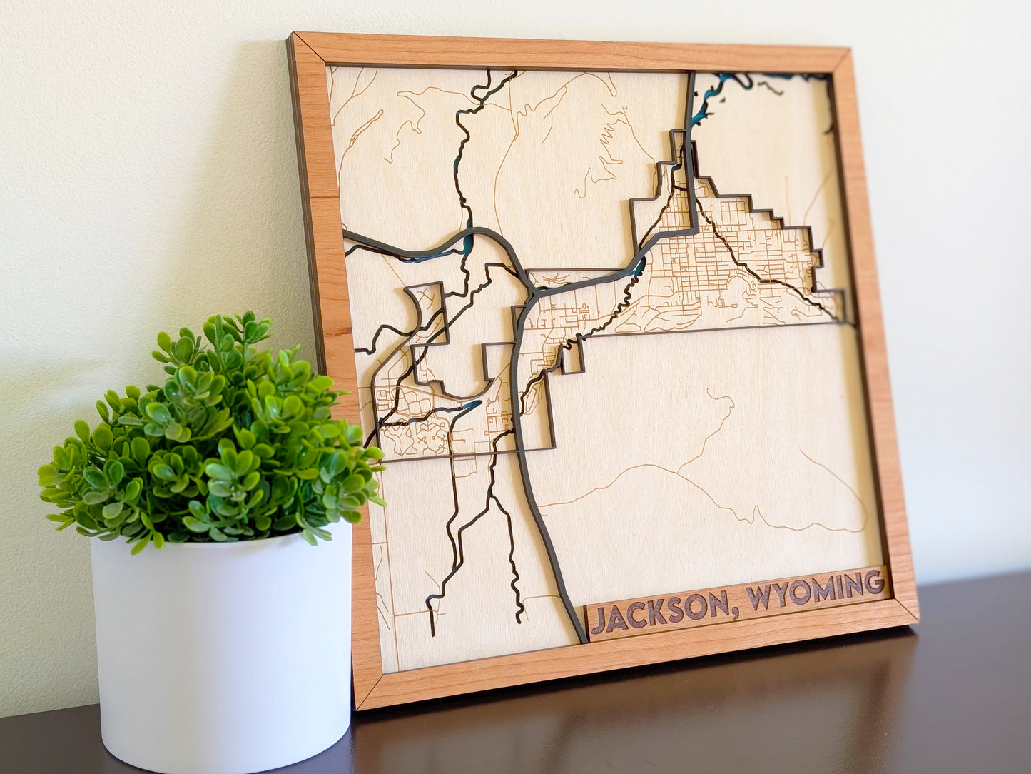 Jackson WY City Street Map Wall Art | Detailed Downtown Streets | Layered Wood Map |Personalized Home Decor |Handcrafted 3D City Art |Yellowstone gift