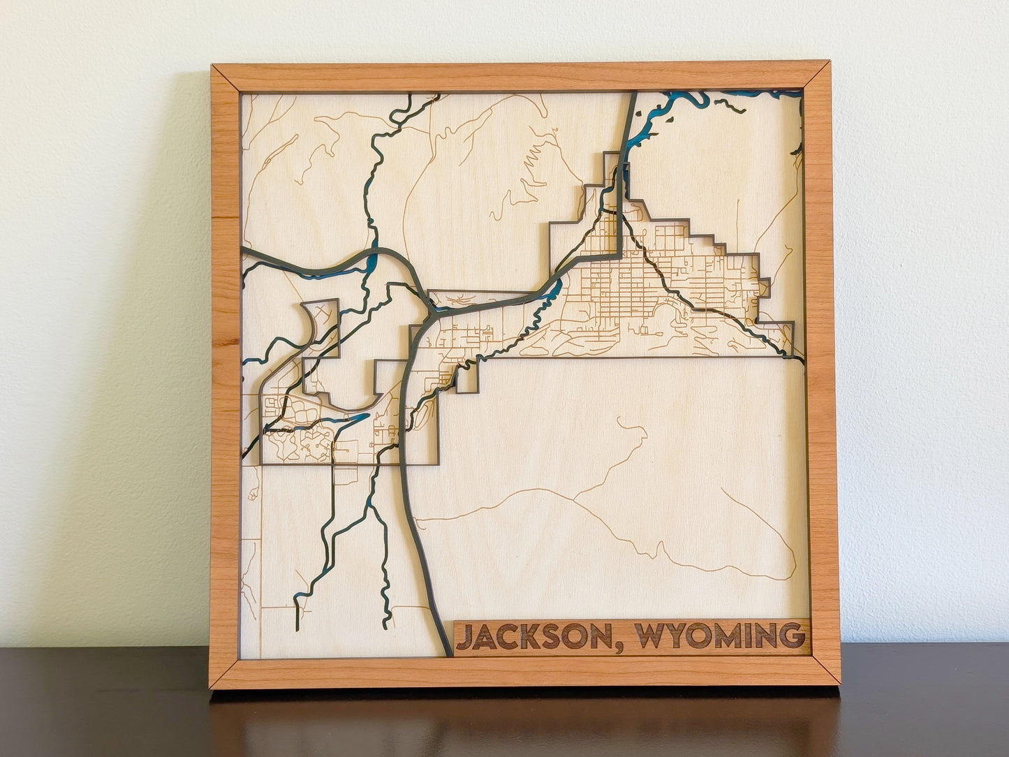 Jackson WY City Street Map Wall Art | Detailed Downtown Streets | Layered Wood Map |Personalized Home Decor |Handcrafted 3D City Art |Yellowstone gift