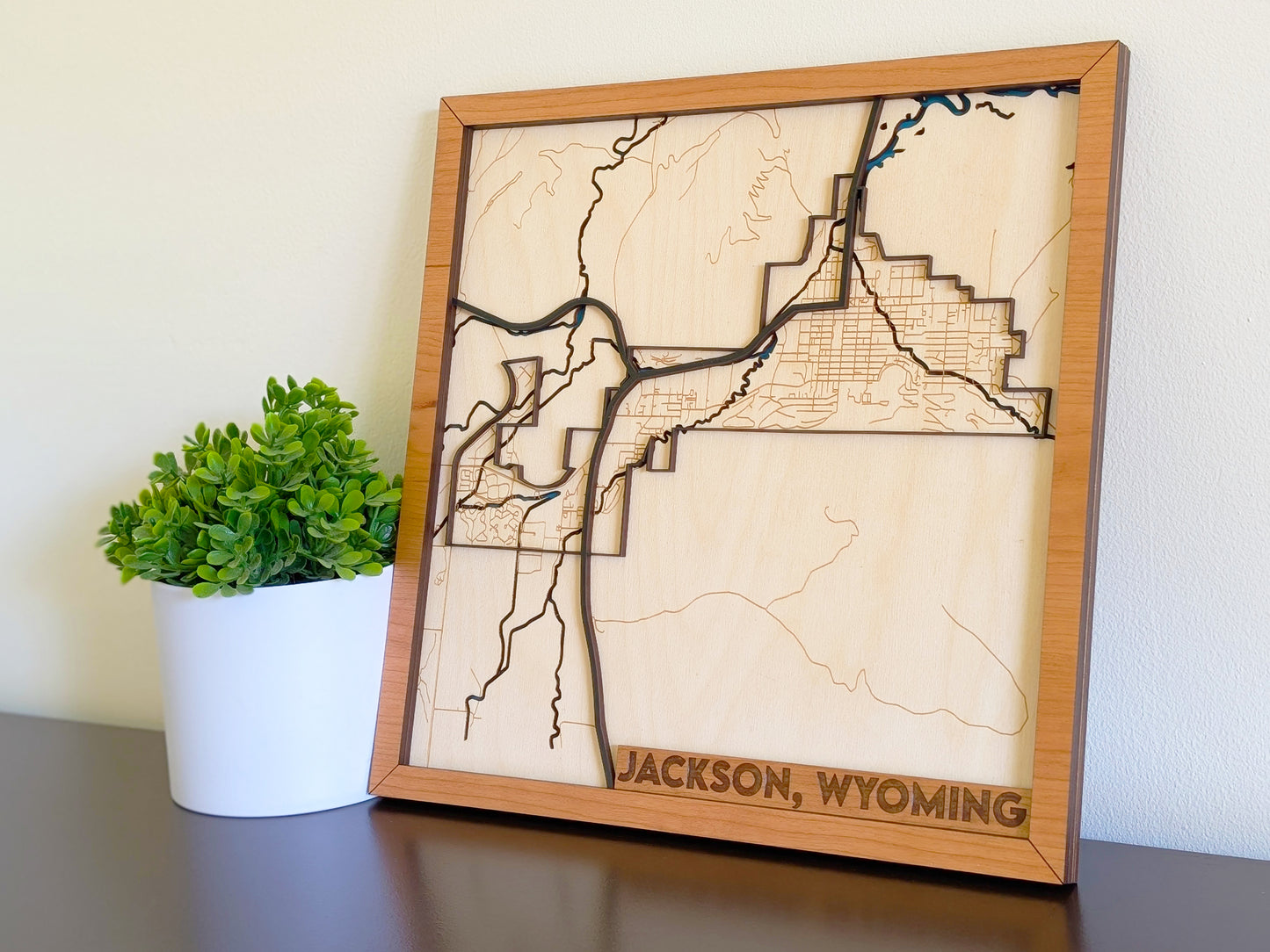 Jackson WY City Street Map Wall Art | Detailed Downtown Streets | Layered Wood Map |Personalized Home Decor |Handcrafted 3D City Art |Yellowstone gift