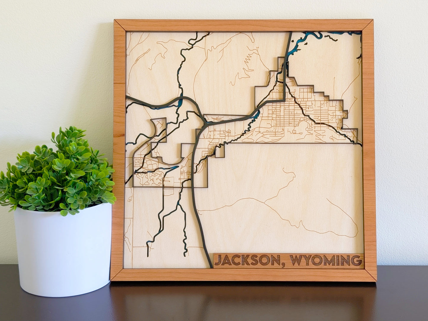 Jackson WY City Street Map Wall Art | Detailed Downtown Streets | Layered Wood Map |Personalized Home Decor |Handcrafted 3D City Art |Yellowstone gift