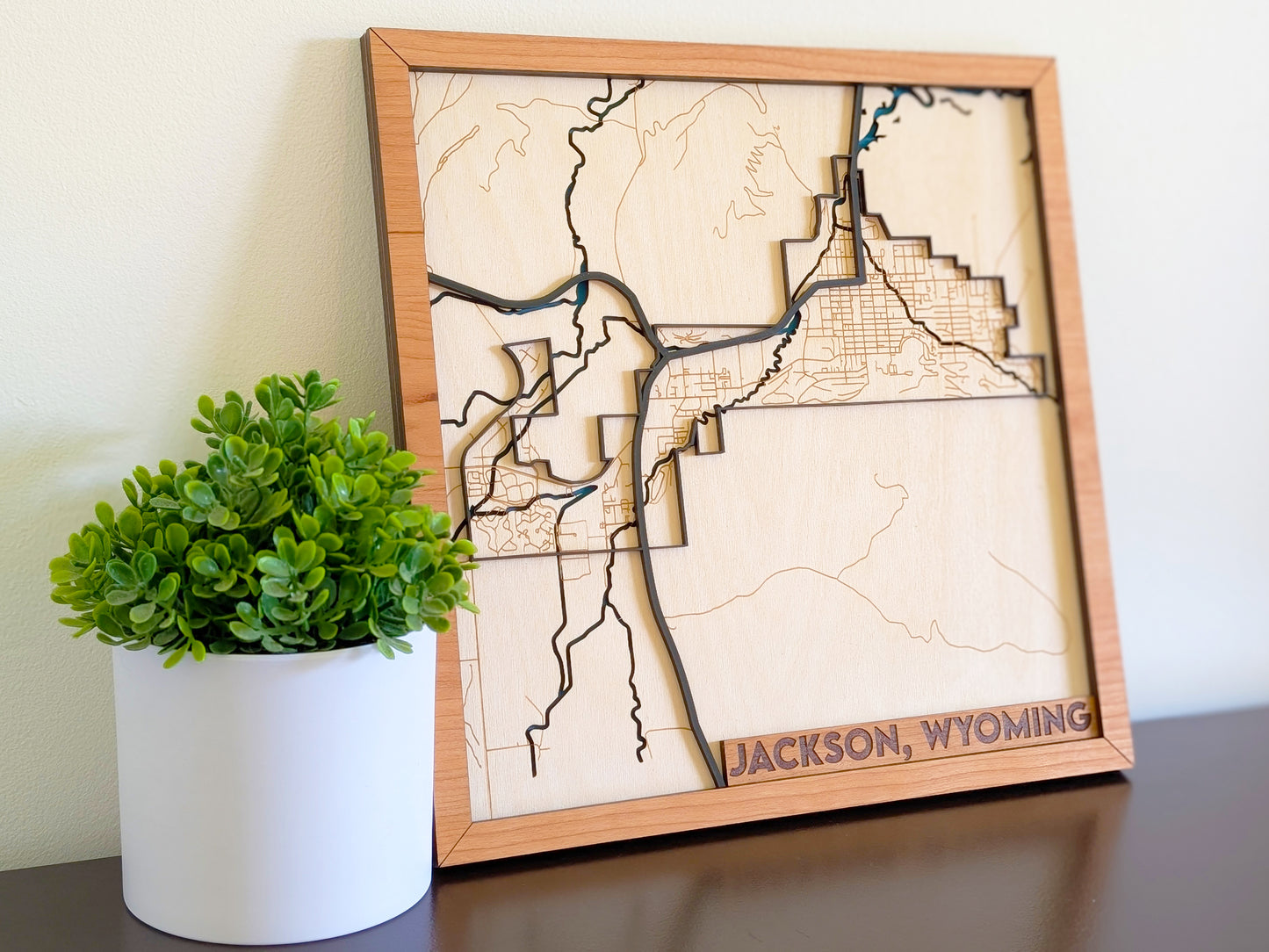 Jackson WY City Street Map Wall Art | Detailed Downtown Streets | Layered Wood Map |Personalized Home Decor |Handcrafted 3D City Art |Yellowstone gift