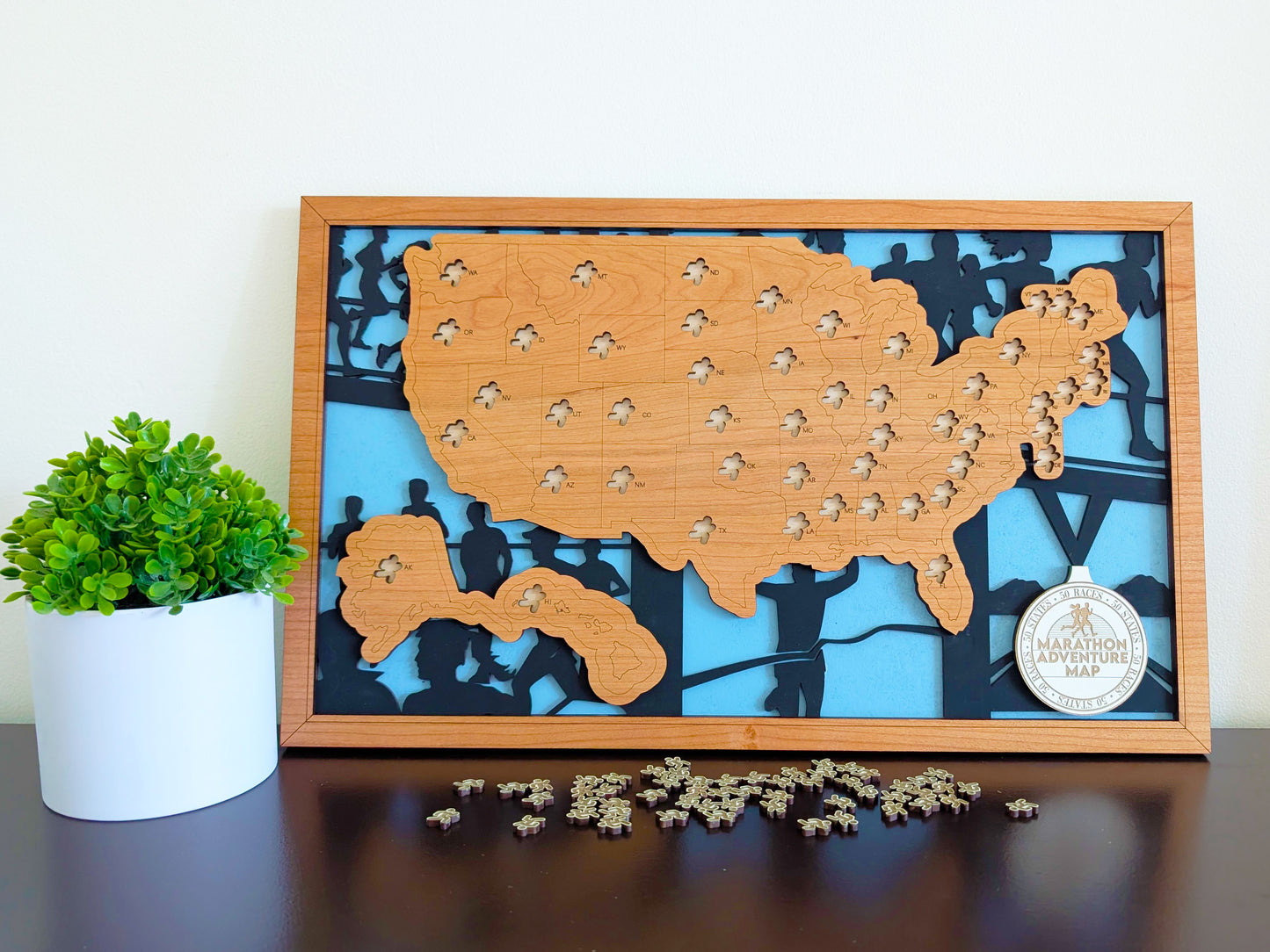 50 States of Marathons Adventure Map — Handcrafted Running Tracker