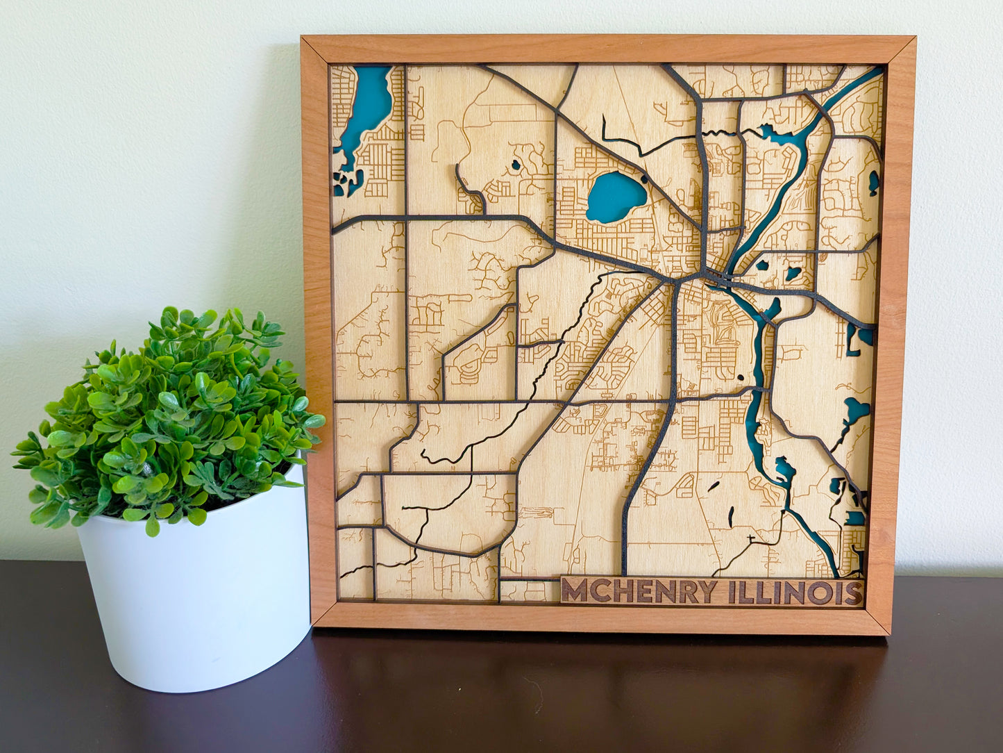 McHenry City Map Wall Art | Detailed Downtown Streets | Layered Wood Map | Personalized Home Decor | Handcrafted 3D City Art | McHenry gift