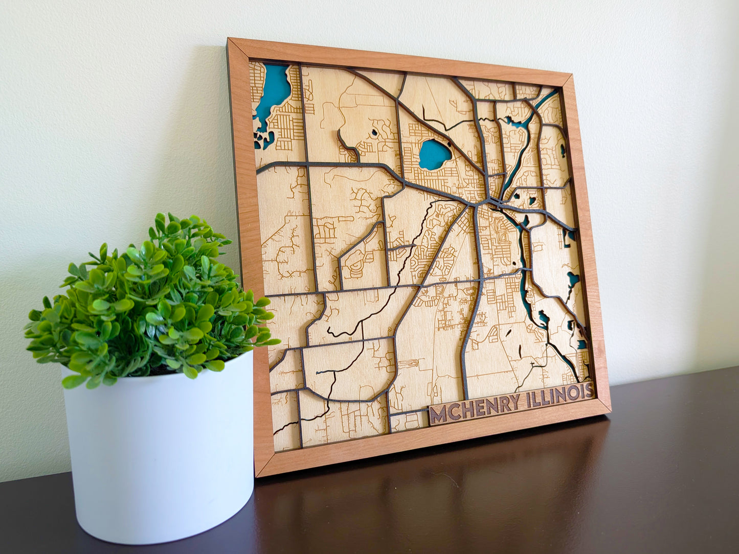 McHenry City Map Wall Art | Detailed Downtown Streets | Layered Wood Map | Personalized Home Decor | Handcrafted 3D City Art | McHenry gift