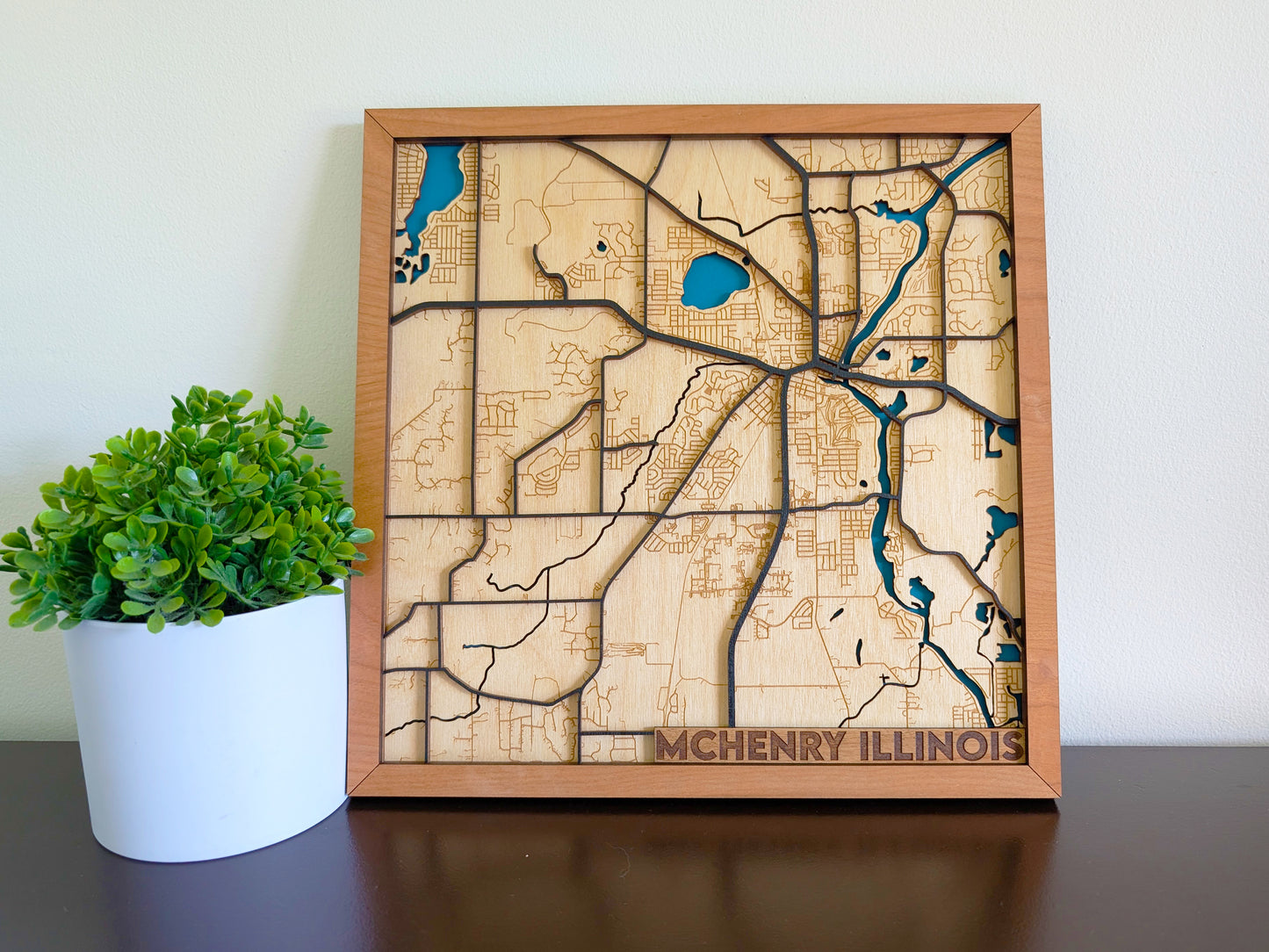 McHenry City Map Wall Art | Detailed Downtown Streets | Layered Wood Map | Personalized Home Decor | Handcrafted 3D City Art | McHenry gift