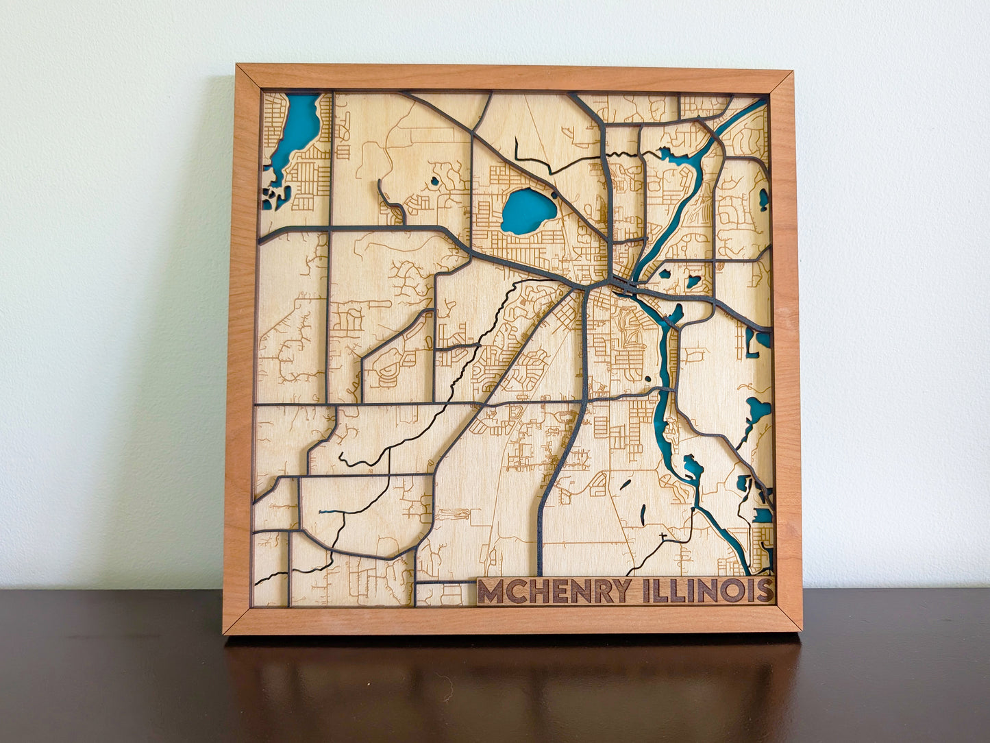 McHenry City Map Wall Art | Detailed Downtown Streets | Layered Wood Map | Personalized Home Decor | Handcrafted 3D City Art | McHenry gift