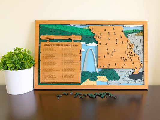 Missouri State Parks Travel | Personalized Adventure Tracker | Retirement Gift |Missouri State Park Map |Anniversary Gift |Wood Gift for her