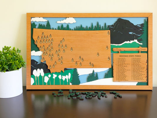 Montana State Parks Travel | Personalized Adventure Tracker | Retirement Gift |Montana State Park Map |Gift for Hiking Dad |Anniversary Gift