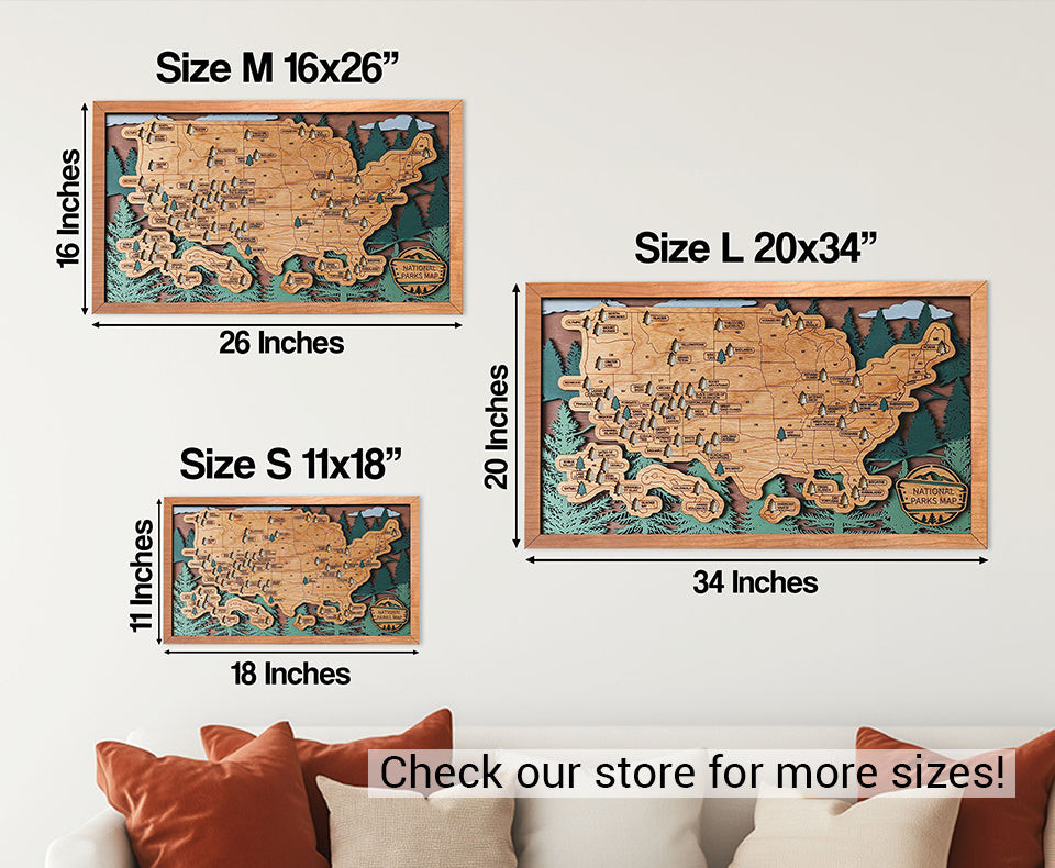 National Parks Tracker Map | Wooden Travel Map | Adventure Tracking Gift