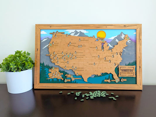 NEW US National Parks Travel Map, National Parks Marker, US Travel Map,  family road trip tracker, travel home decor, gift for hiker