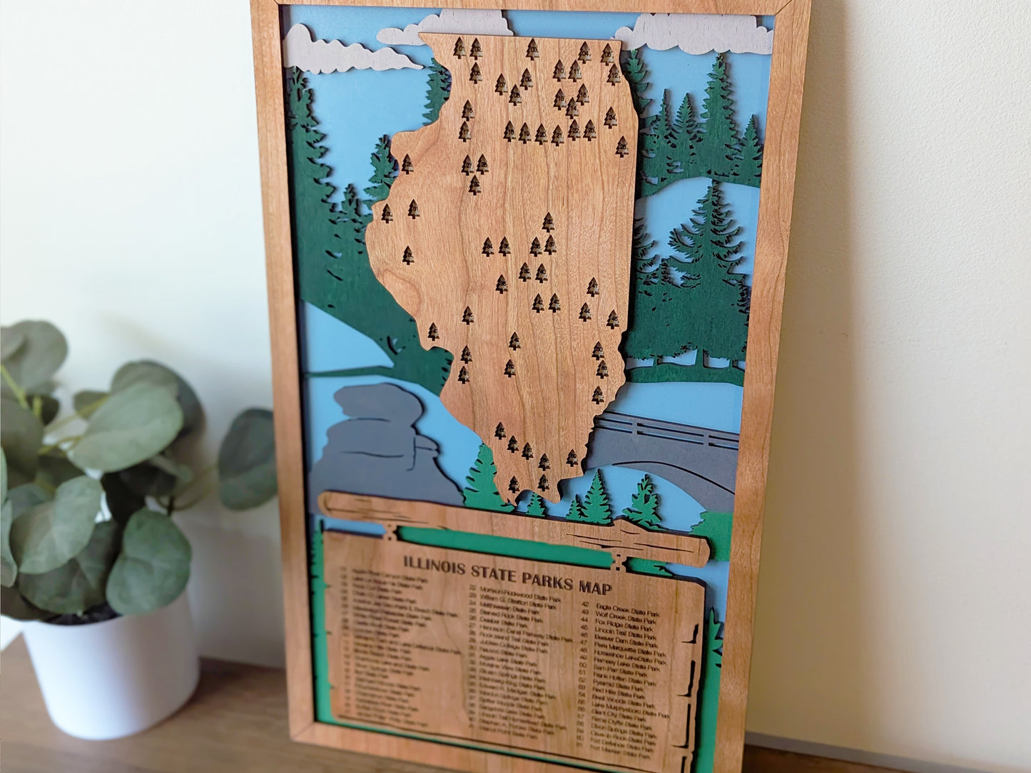 Illinois State Parks Travel Map, State Parks Marker, US Travel Map, family road trip tracker, travel home decor, gift for hiker, retirement (Copy)