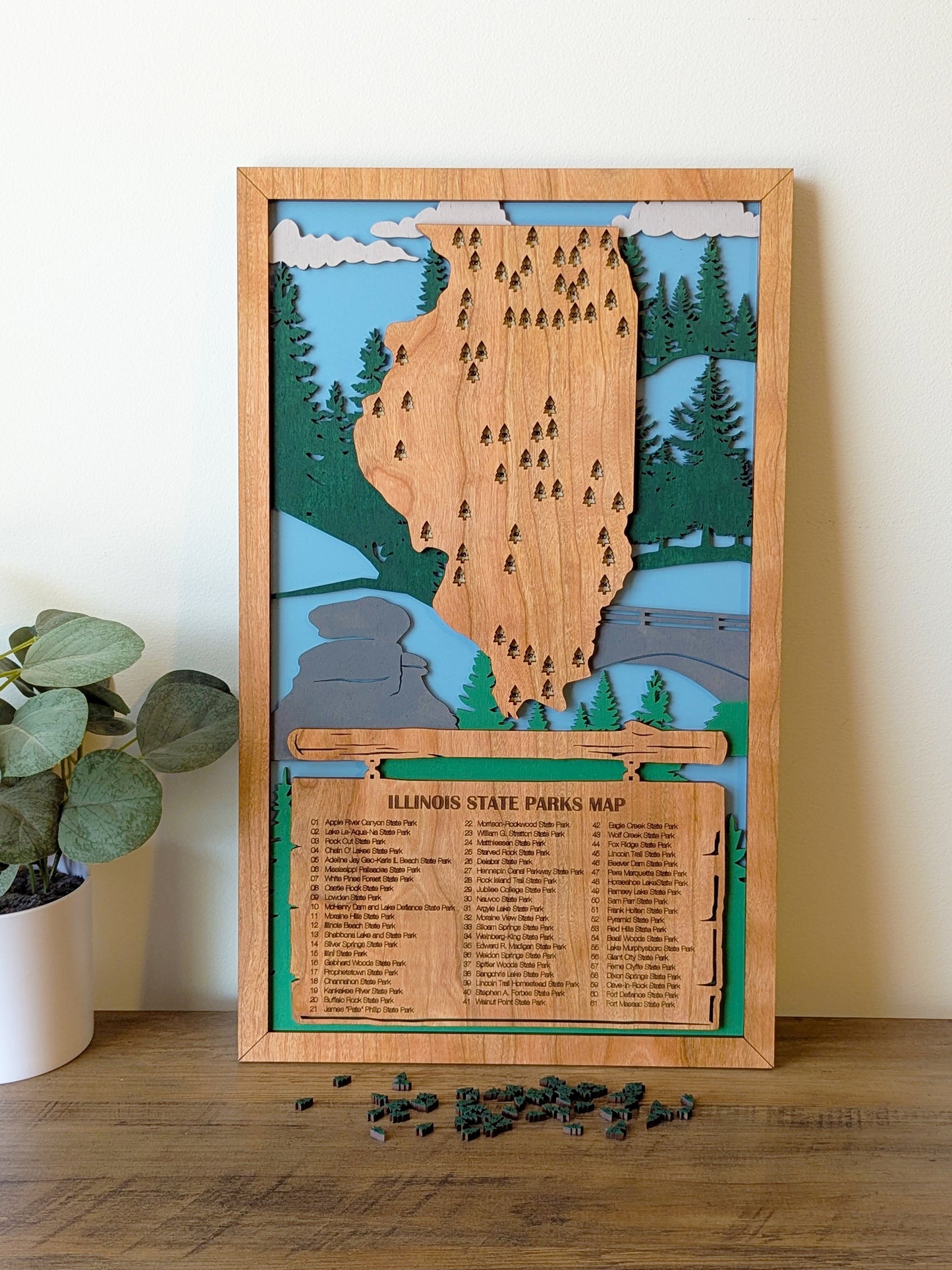 Illinois State Parks Travel Map, State Parks Marker, US Travel Map, family road trip tracker, travel home decor, gift for hiker, retirement (Copy)