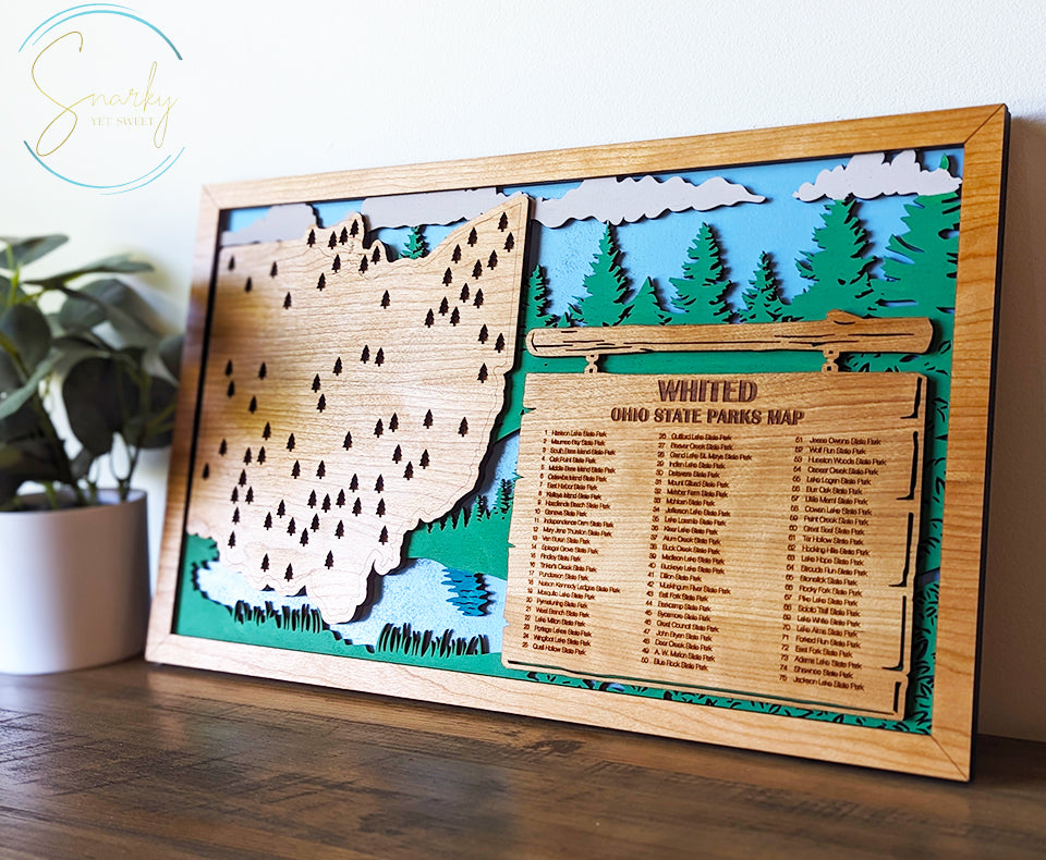 Ohio State Parks Tracker Map | Ohio State Park Map | Family Travel Tracker | Housewarming Gift for Ohio | Ohio Travel Gifts