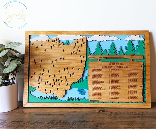 Ohio State Parks Tracker Map | Ohio State Park Map | Family Travel Tracker | Housewarming Gift for Ohio | Ohio Travel Gifts