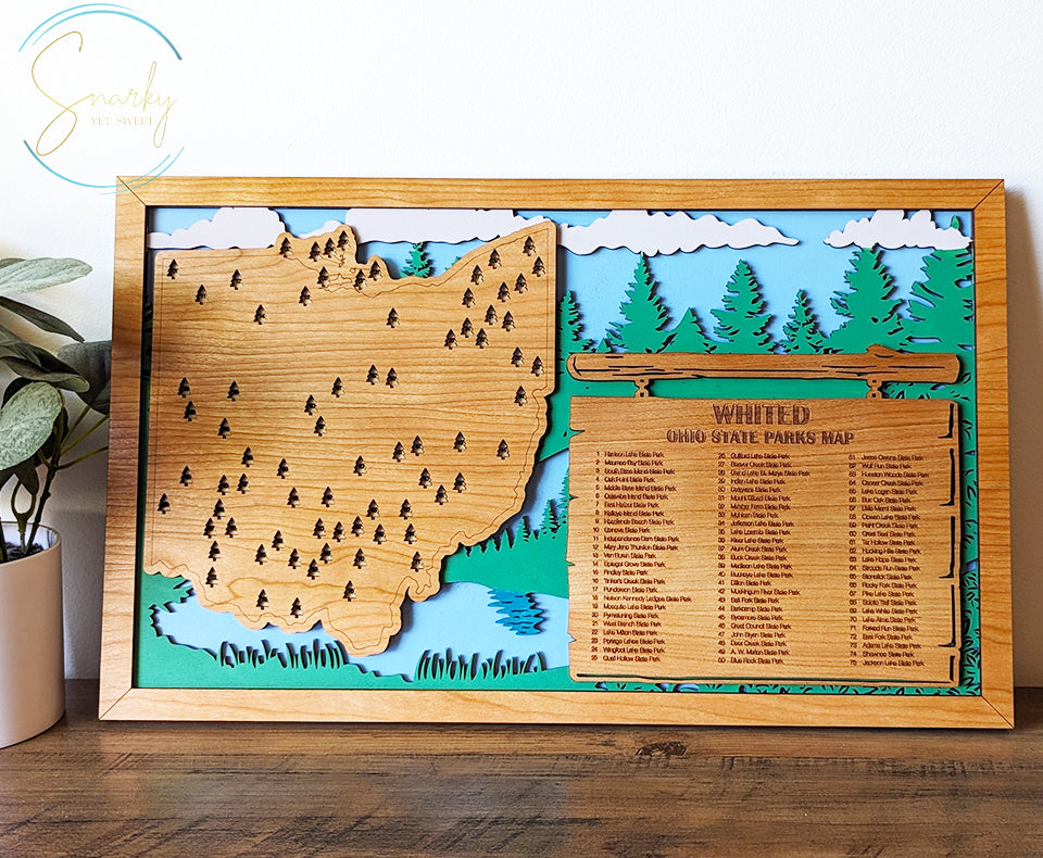 Ohio State Parks Tracker Map | Ohio State Park Map | Family Travel Tracker | Housewarming Gift for Ohio | Ohio Travel Gifts