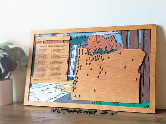 Oregon State Park Map, State Parks Marker, US Travel Map, Oregon state map poster, Oregon state park art, retirement gift for hikers