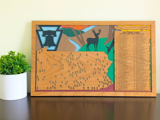 Pennsylvania State Parks Tracker Map | Pennsylvania State Park Map | Pennsylvania Gifts | Pennsylvania State Park Travel Map | Hiking Gift