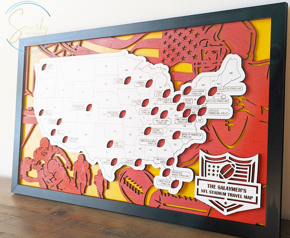 Football Stadium Map | NFL Stadium Map | Pro Football Stadium Checklist | Football Bucket List Gift for Dad | Map of Football Stadiums