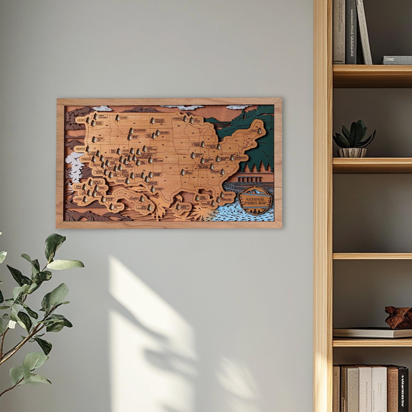 National Parks Tracker Map | Wooden Travel Map | Adventure Tracking Gift