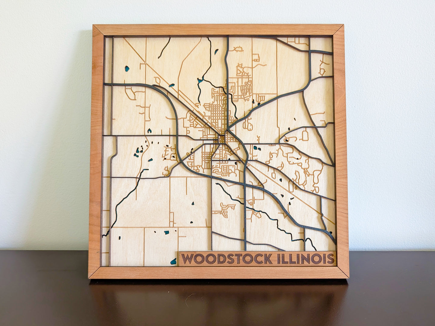 Woodstock City Map Wall Art | Detailed Downtown Streets | Layered Wood Map |Personalized Home Decor |Handcrafted 3D City Art |Woodstock gift