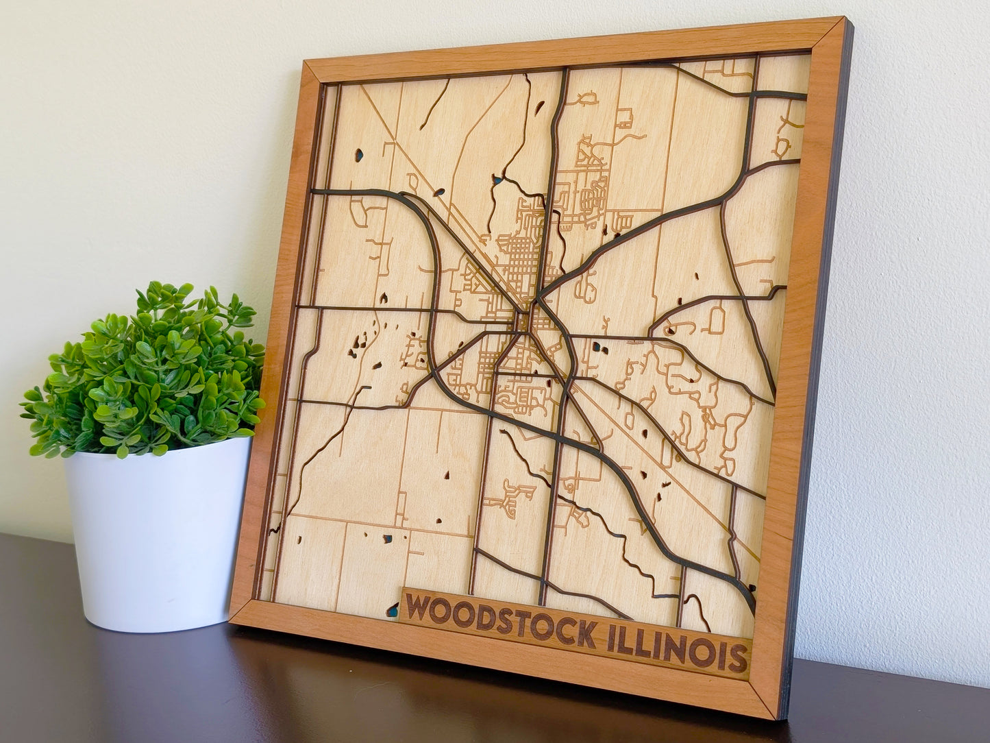 Woodstock City Map Wall Art | Detailed Downtown Streets | Layered Wood Map |Personalized Home Decor |Handcrafted 3D City Art |Woodstock gift