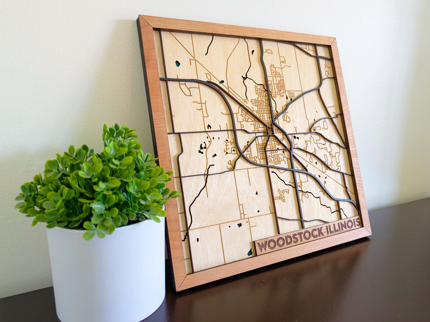 Woodstock City Map Wall Art | Detailed Downtown Streets | Layered Wood Map |Personalized Home Decor |Handcrafted 3D City Art |Woodstock gift