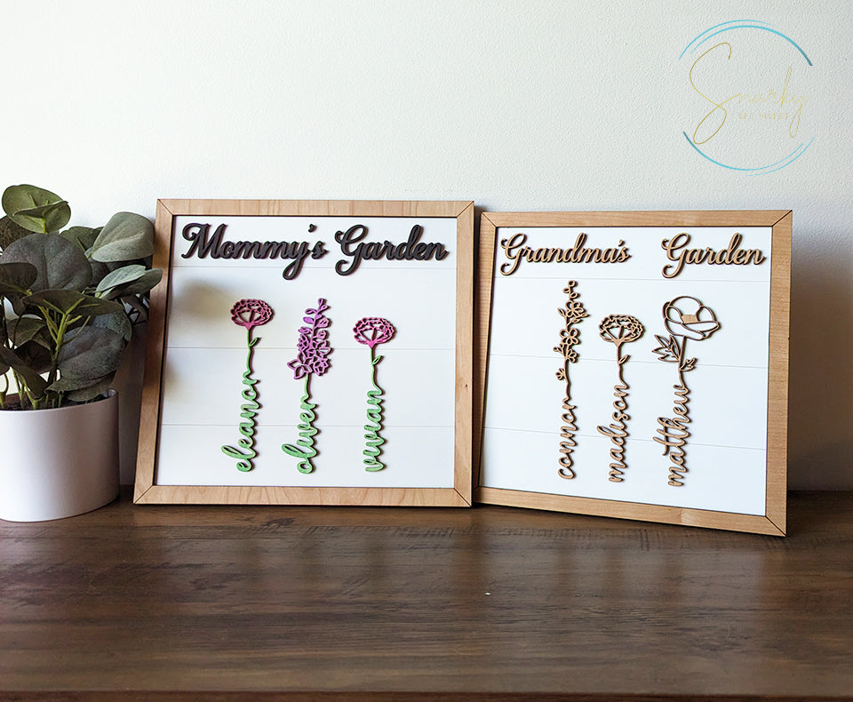 Birth month flower sign, Grandma's garden sign, mom garden sign, grandkid name sign, Mother's Day gift