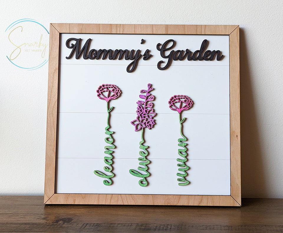 Birth month flower sign, Grandma's garden sign, mom garden sign, grandkid name sign, Mother's Day gift