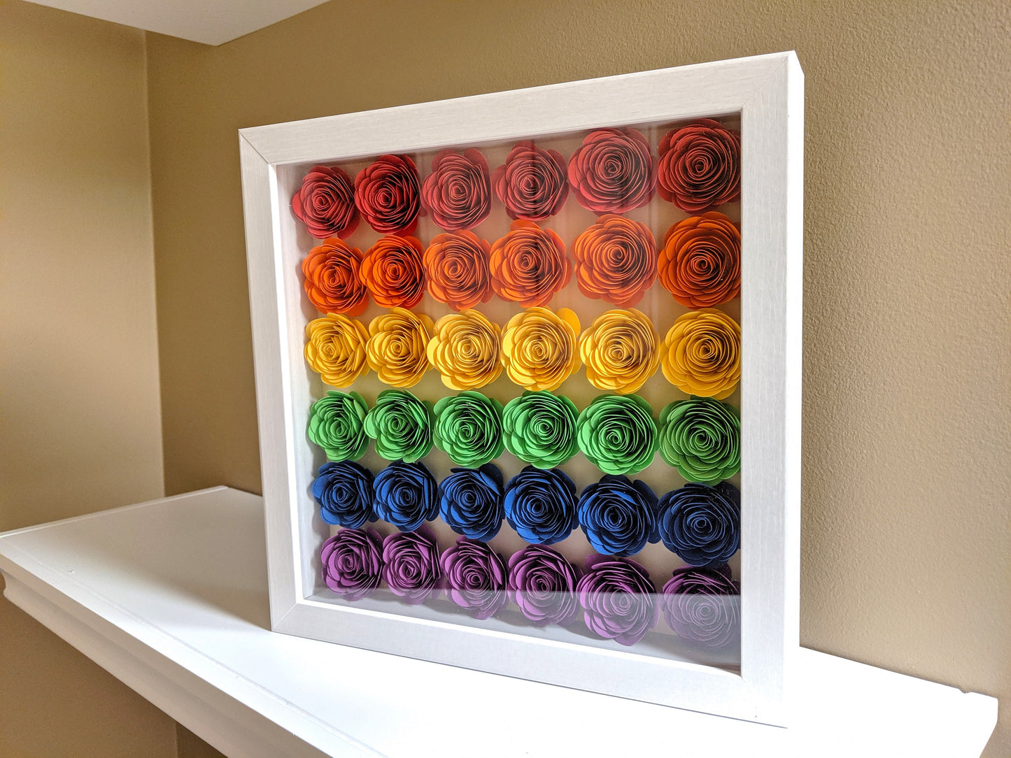 Love is love, LGBTQ rainbow, rolled paper flower shadow box, wall home decor, love is love gift, pride gift, lgbtq gifts for girlfriend